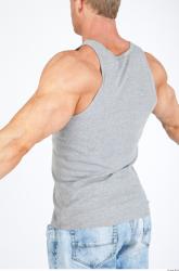 Upper Body Man White Casual Singlet Muscular